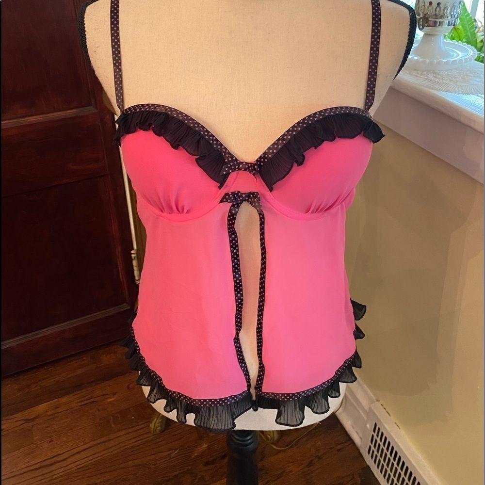 *Linea Donatello* Hot Pink Flyaway Corset Top Sz S